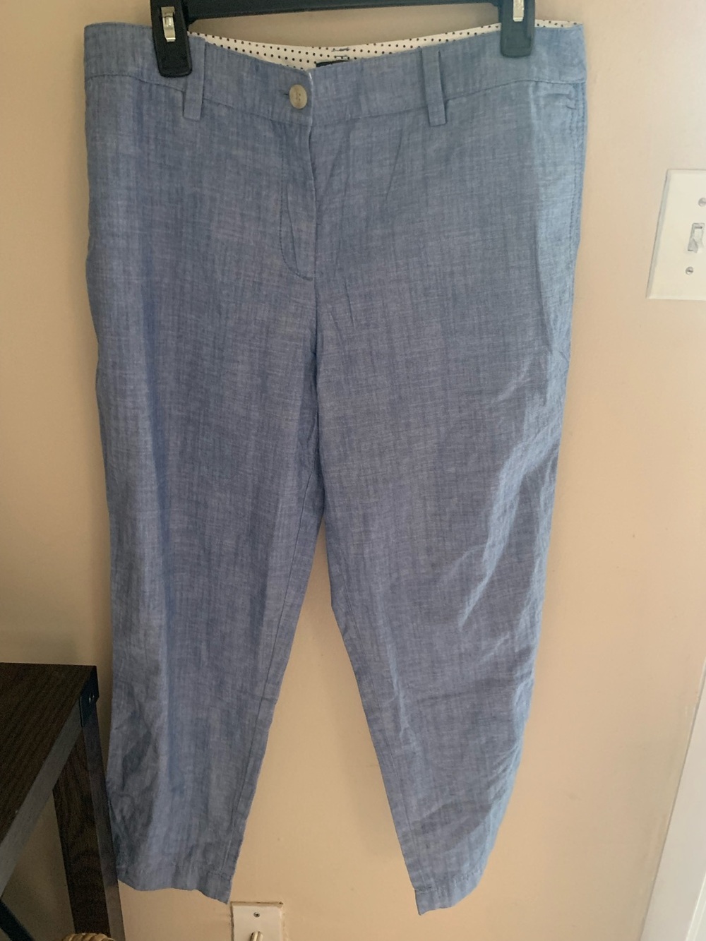 Talbots Blue Linen-Blend Crop Capris